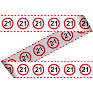 Afzetlint 21 jaar verkeersbord