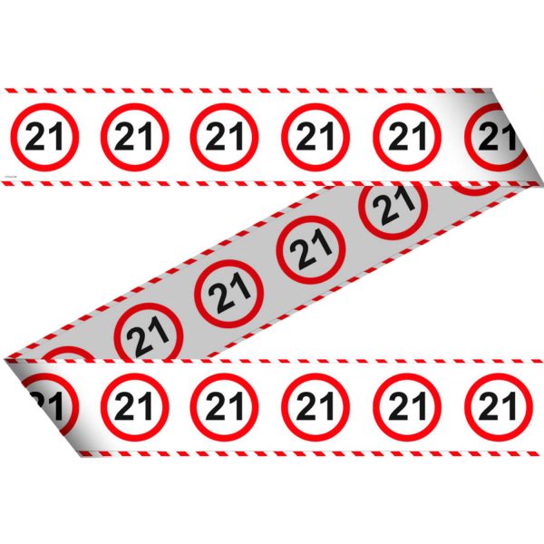 Afzetlint 21 jaar verkeersbord