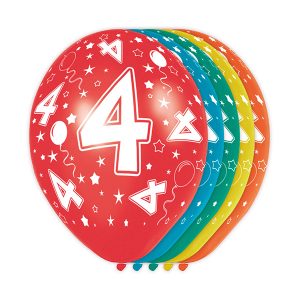 Ballonnen 4 jaar (5 stuks)