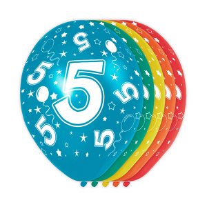 Ballonnen 5 jaar (5 stuks)