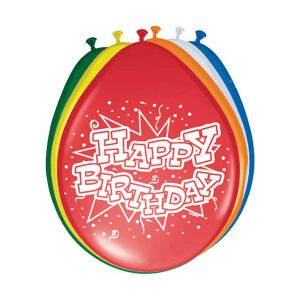 Ballonnen Happy Birthday 30cm (8 stuks)