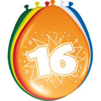 Ballonnen 16 jaar 30cm (8 stuks)