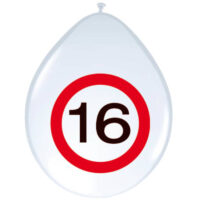 Ballonnen 16 jaar verkeersbord