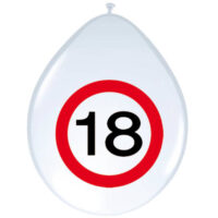 Ballonnen 18 jaar verkeersbord 30cm (8 stuks)