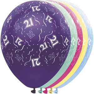 Ballonnen 21 jaar metallic (5 stuks) (uitlopend)