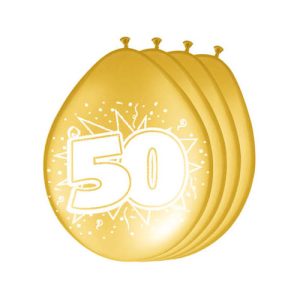 Ballonnen 50 jaar goudkleurig (8 stuks)