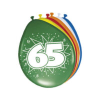 Ballonnen 65 jaar 30cm (8 stuks)