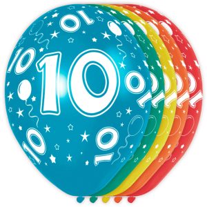 Ballonnen 10 jaar metallic (5 stuks)