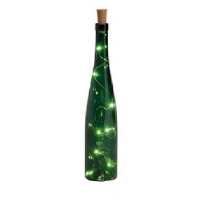 Fles met kurk en LED lichtsnoer