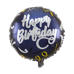 Happy birthday zwart/goud folieballon 45cm