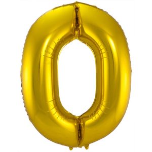 Gouden Folieballon Cijfer 0 - 86 cm