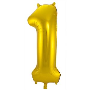 Gouden  Folieballon Cijfer 1 - 86 cm