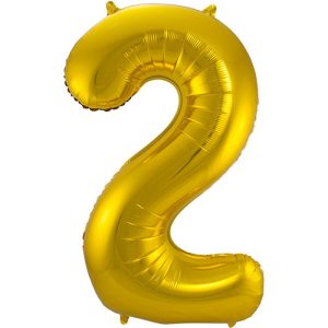 Gouden Folieballon Cijfer 2 - 86 cm