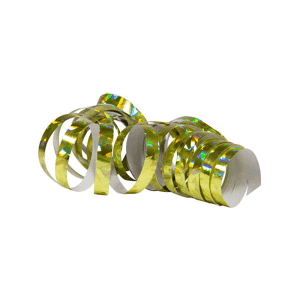Holografische goudkleurige serpentines (2 stuks)