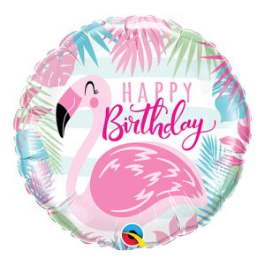 Happy birthday flamingo folieballon 45cm (uitlopend)