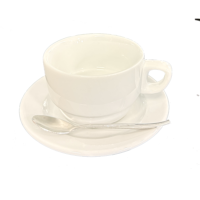 Koffiekop en schotel + lepeltje model laag