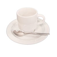 Koffiekop en schotel + lepeltje model klein