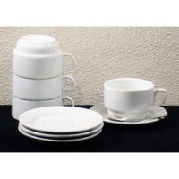 Koffiekop en schotel + lepeltje model laag