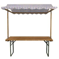 Marktkraam 183x76cm blauw wit dak (binnen gebruik) [zelf op- en afbouw]