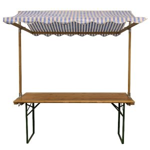 Marktkraam 183x76 blauw wit dak (binnen gebruik) [zelf op- en afbouw]