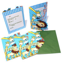 Uitnodiging Feest! met envelop (blauw)