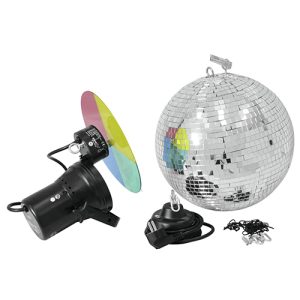 Spiegelbol Ø 30cm met kleurenspot