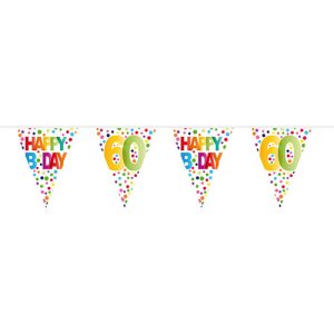 Vlaggenlijn 60 jaar Happy Bday stippen 10 mtr