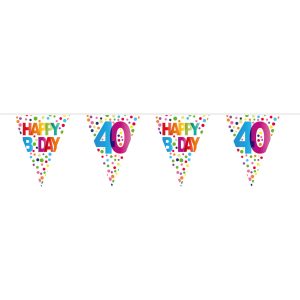 Vlaggenlijn 40 jaar Happy Bday stippen 10 mtr