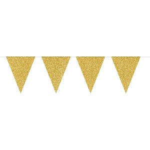 Vlaggenlijn Glamour Glitter Goudkleurig - 6 meter