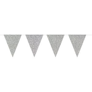 Vlaggenlijn Glamour Glitter Zilverkleurig - 6 meter