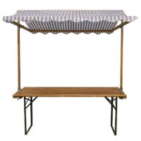 Marktkraam 183x76cm blauw wit dak (binnen gebruik) [incl. op- en afbouw]