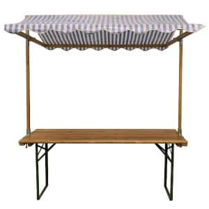 Marktkraam 183x76 blauw wit dak (binnen gebruik) [incl. op- en afbouw]