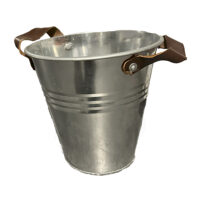 Drankenkoeler zink met lederen handgrepen Ø 20cm
