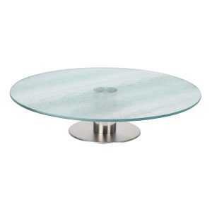 Draaibaar taartplateau 7cm hoog 30cm glas