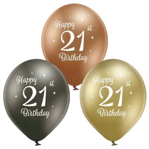 Ballonnen Happy 21th Birthday (6 stuks)