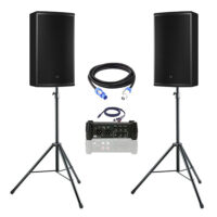 Geluidsset 1 met kabels en mengpaneel en 2 speakers